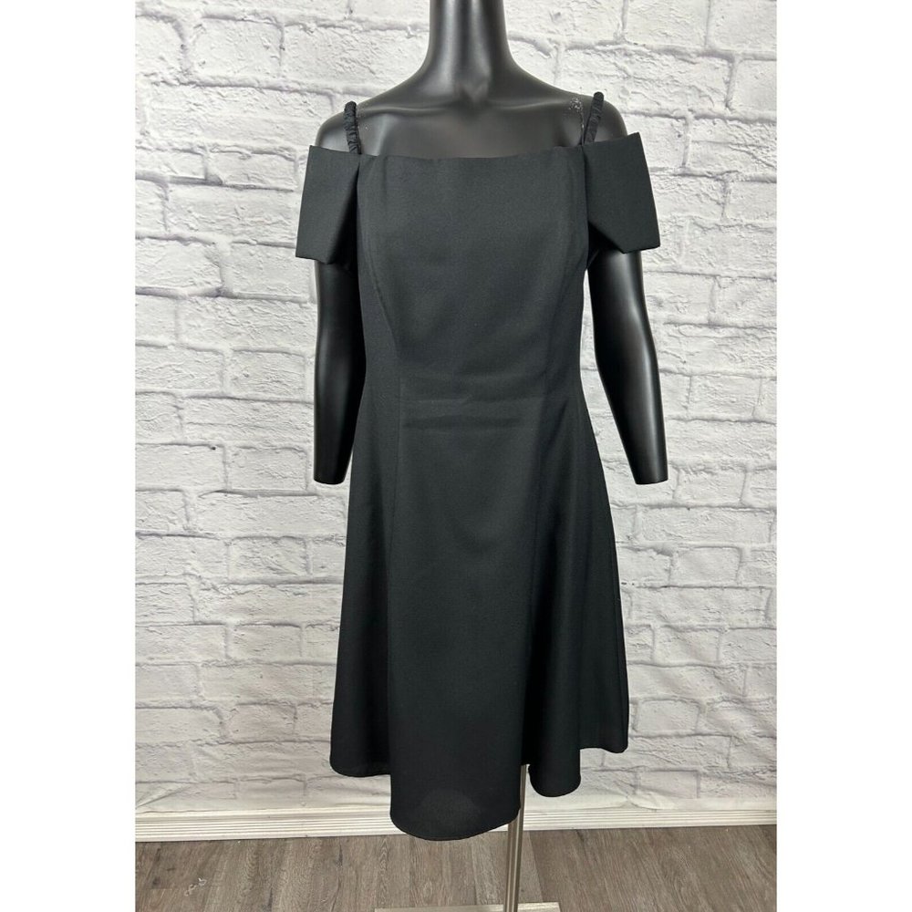 Cachet Black Sheath Dress Off Shoulder Back Zip Women's Size 16‎ Vintage 90's